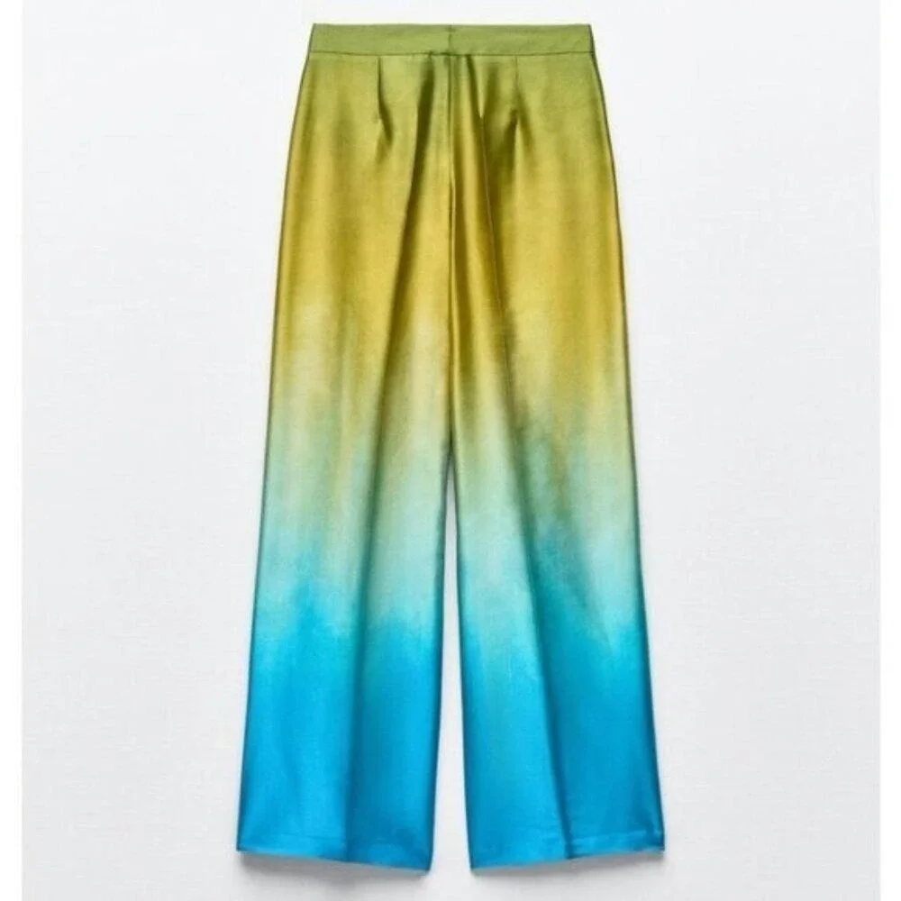 Zara Tie-Dye Effect Wide-Leg Pants • Ombre & Soft Gradient Trend • Size Medium